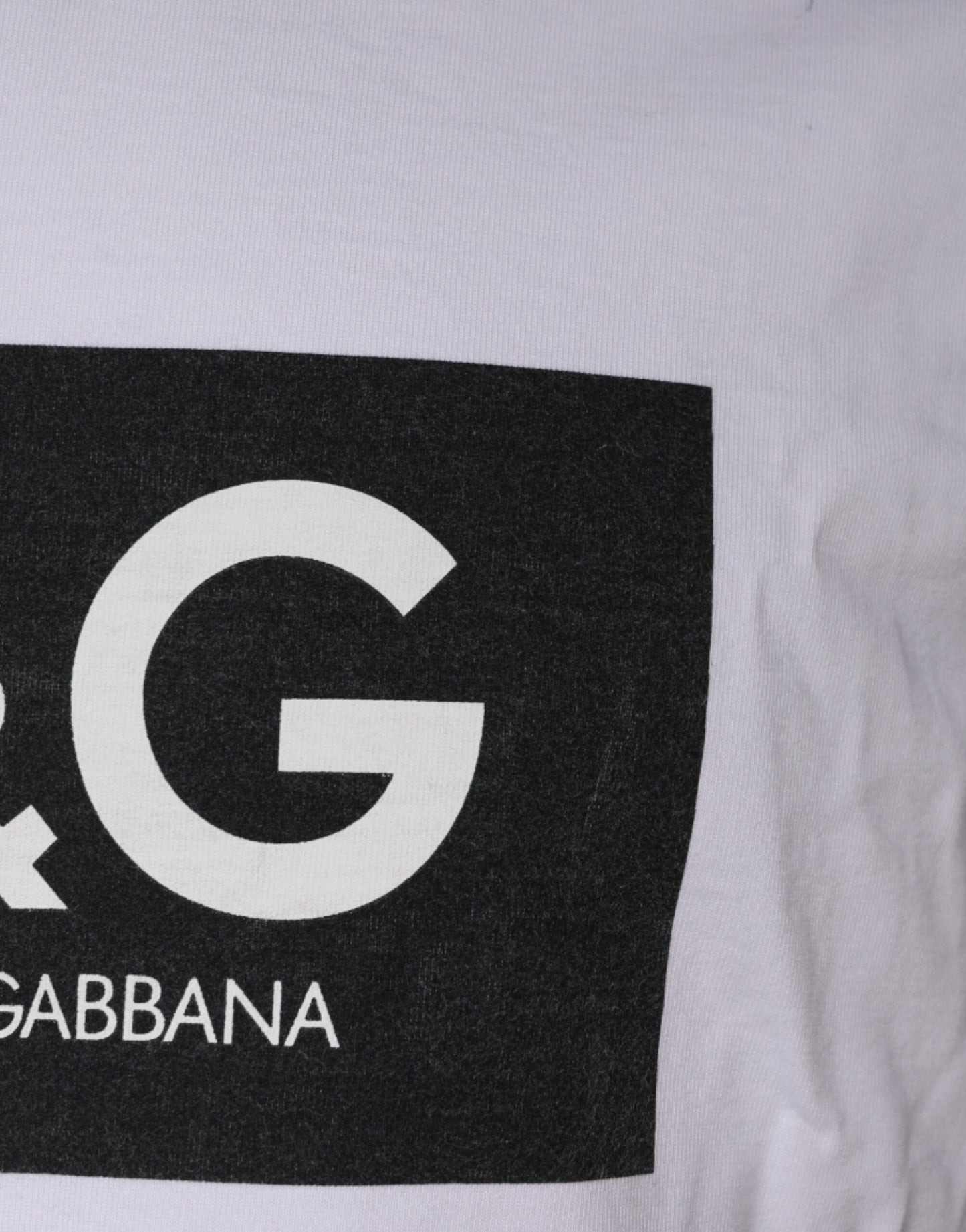 Dolce &amp; Gabbana White Logo Print Cotton Crew Neck T-shirt