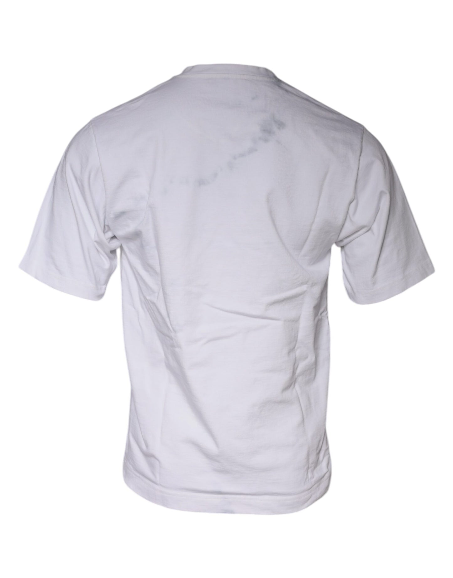 Dolce &amp; Gabbana White Logo Print Cotton Crew Neck T-shirt