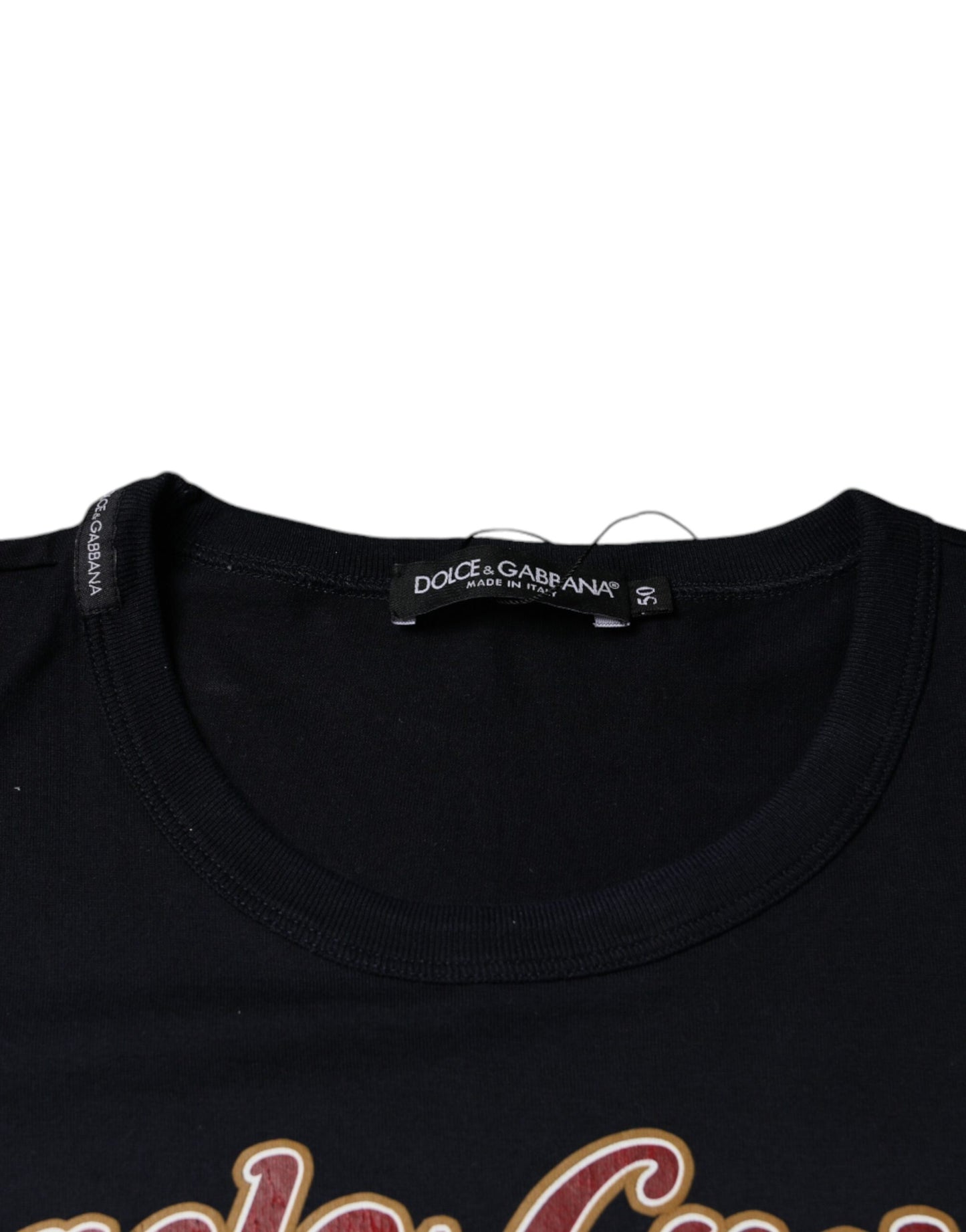 Dolce &amp; Gabbana Black Graphic Print Cotton Crew Neck T-shirt