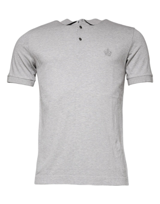 Dolce &amp; Gabbana Grey Crown Collared Lyhythihainen Polo T-paita