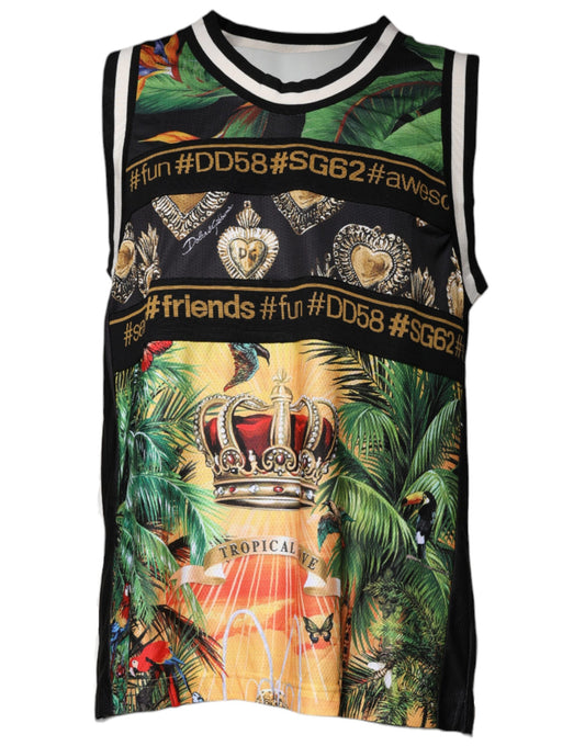 Dolce & Gabbana Mehrfarbiges tropisches ärmelloses Tank-T-Shirt