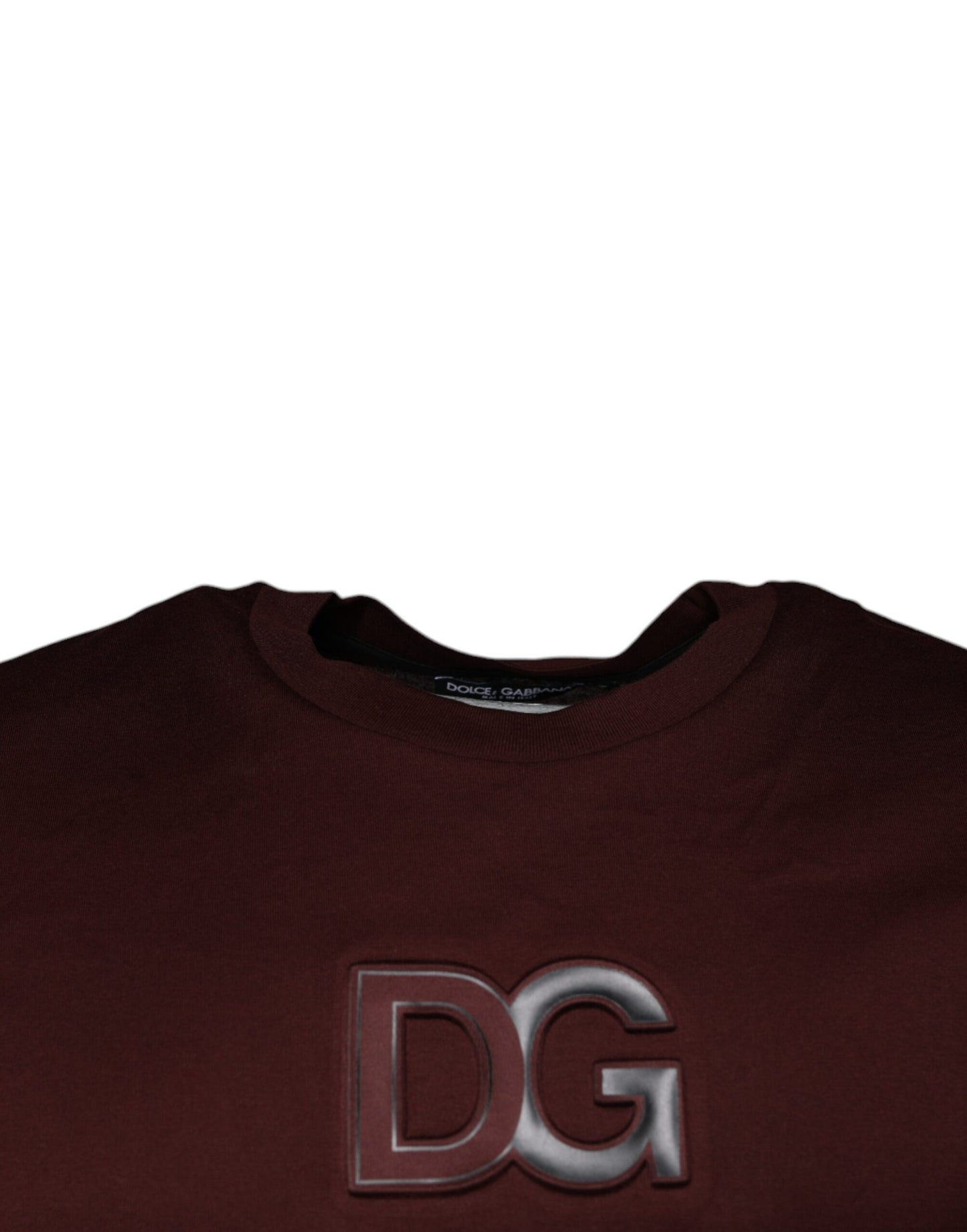 Dolce &amp; Gabbana Maroon DG Logo Cotton Crew Neck T-shirt