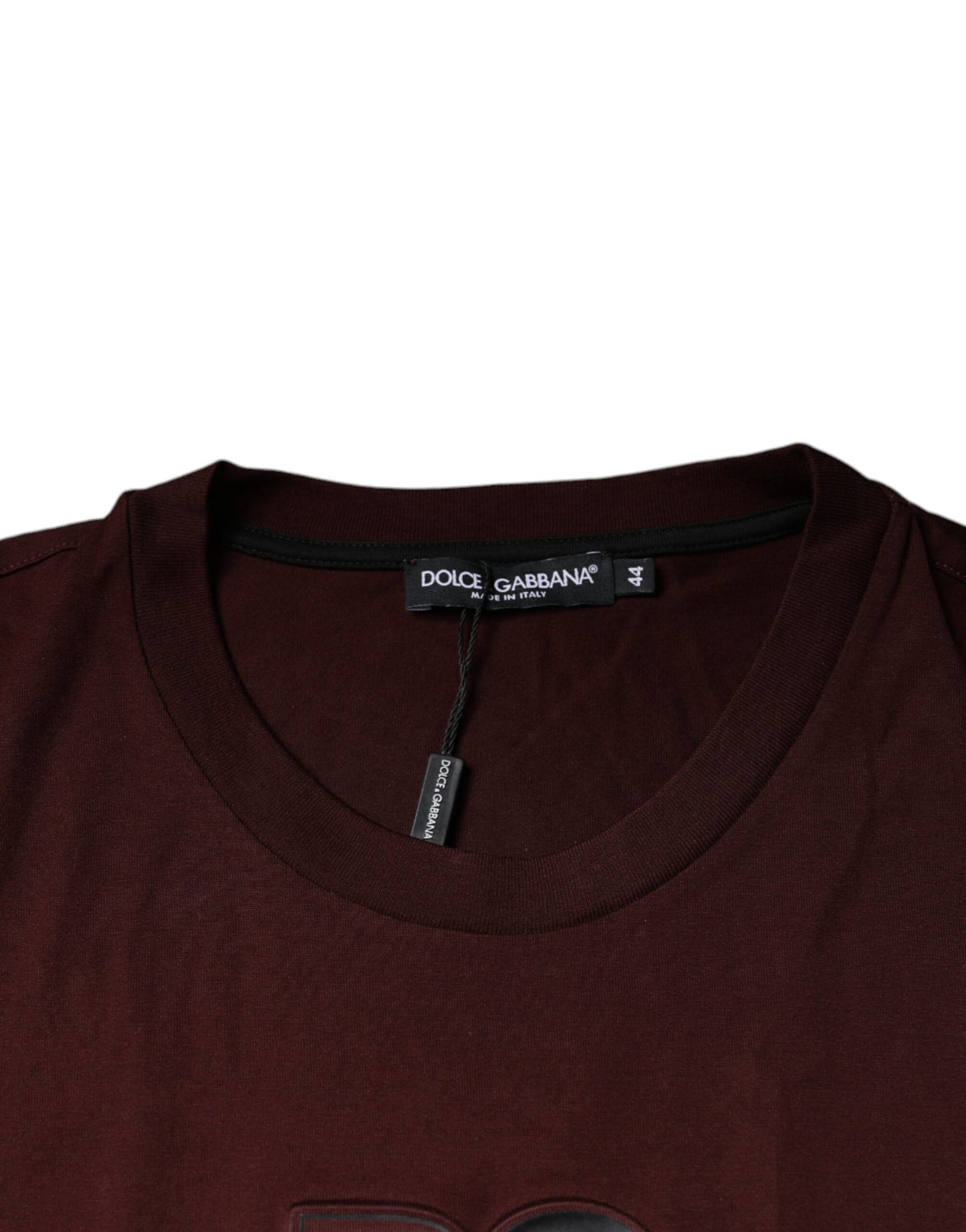 Dolce &amp; Gabbana Maroon DG Logo Cotton Crew Neck T-shirt