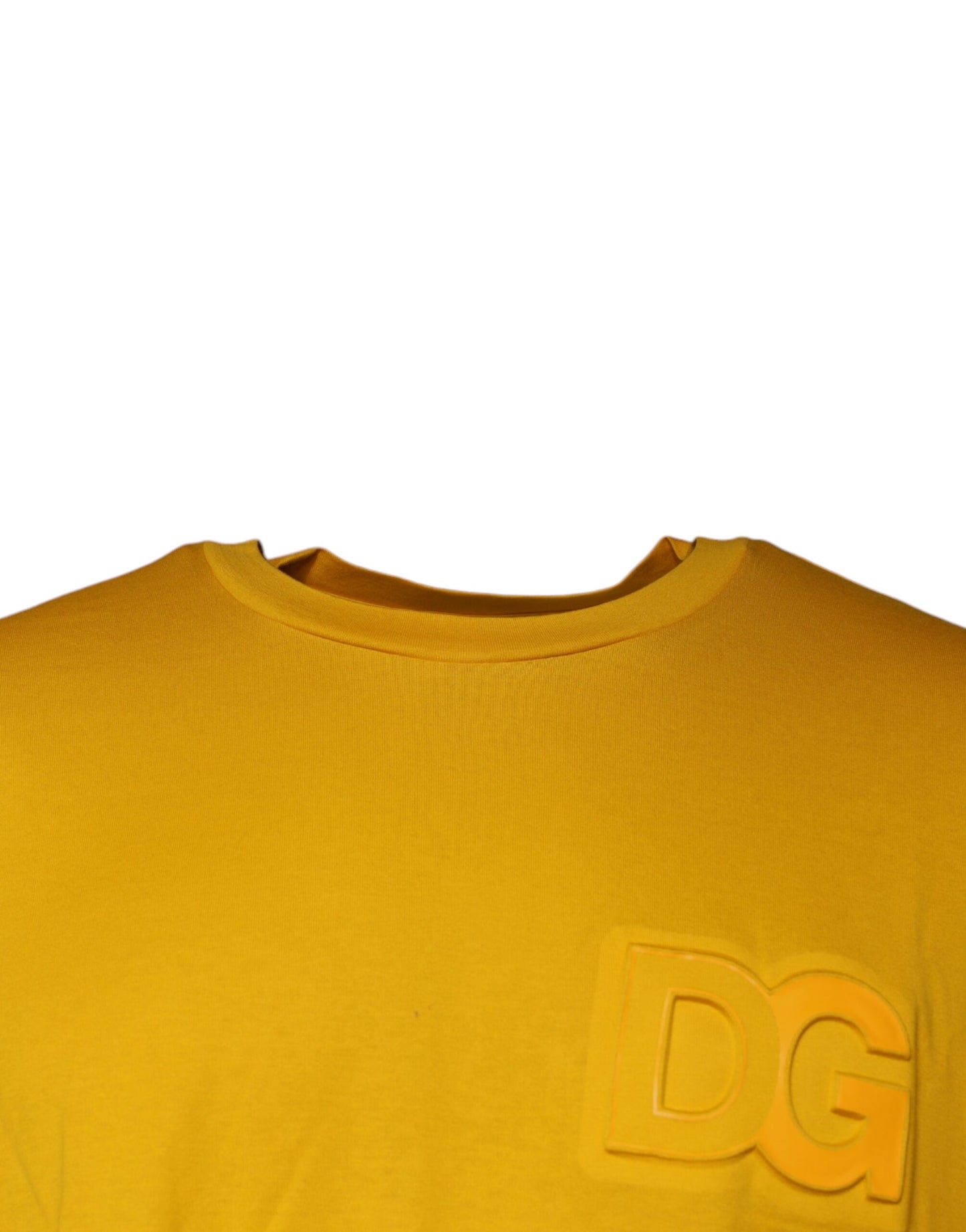 Dolce &amp; Gabbana Mustard Embossed Logo Crew Neck T-shirt