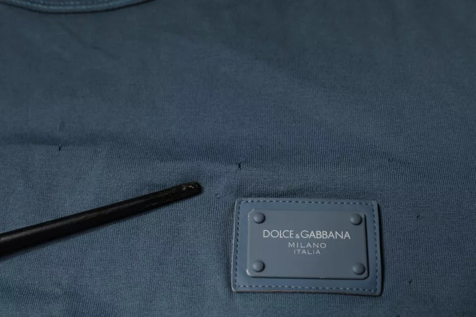 Dolce &amp; Gabbana Blue Cotton Round Neck Short Sleeve T-shirt