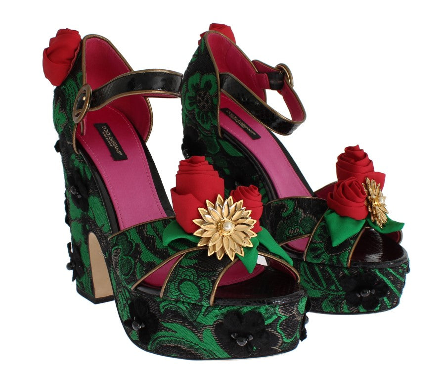 Dolce &amp; Gabbana Enchanted Sicily Crystal Brocade Wedges