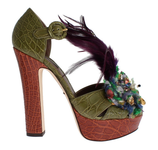 Dolce & Gabbana Multicolor Kristall Plateau Sandalen