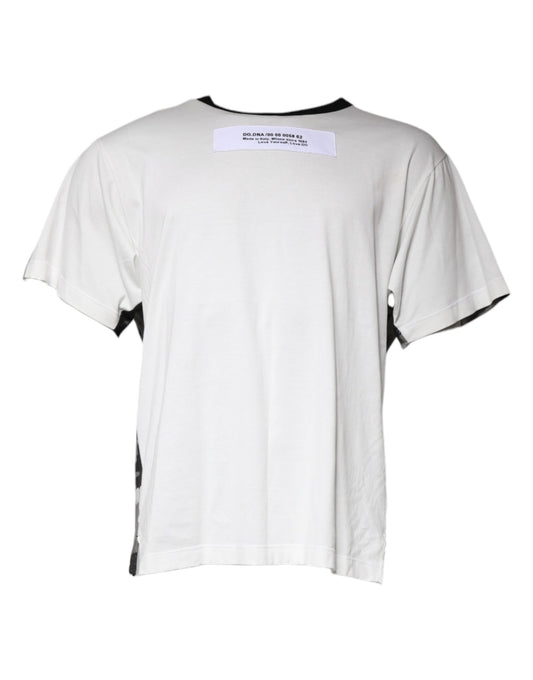 Dolce &amp; Gabbana White Camouflage Cotton Round Neck T-paita