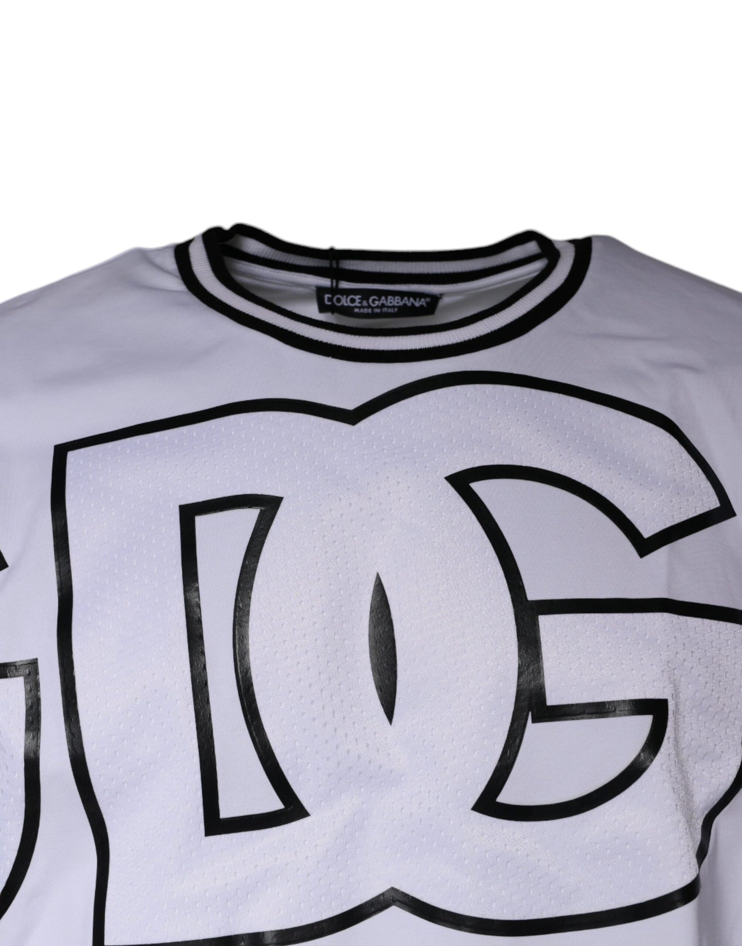 Dolce &amp; Gabbana White Logo Print Crew Neck T-shirt