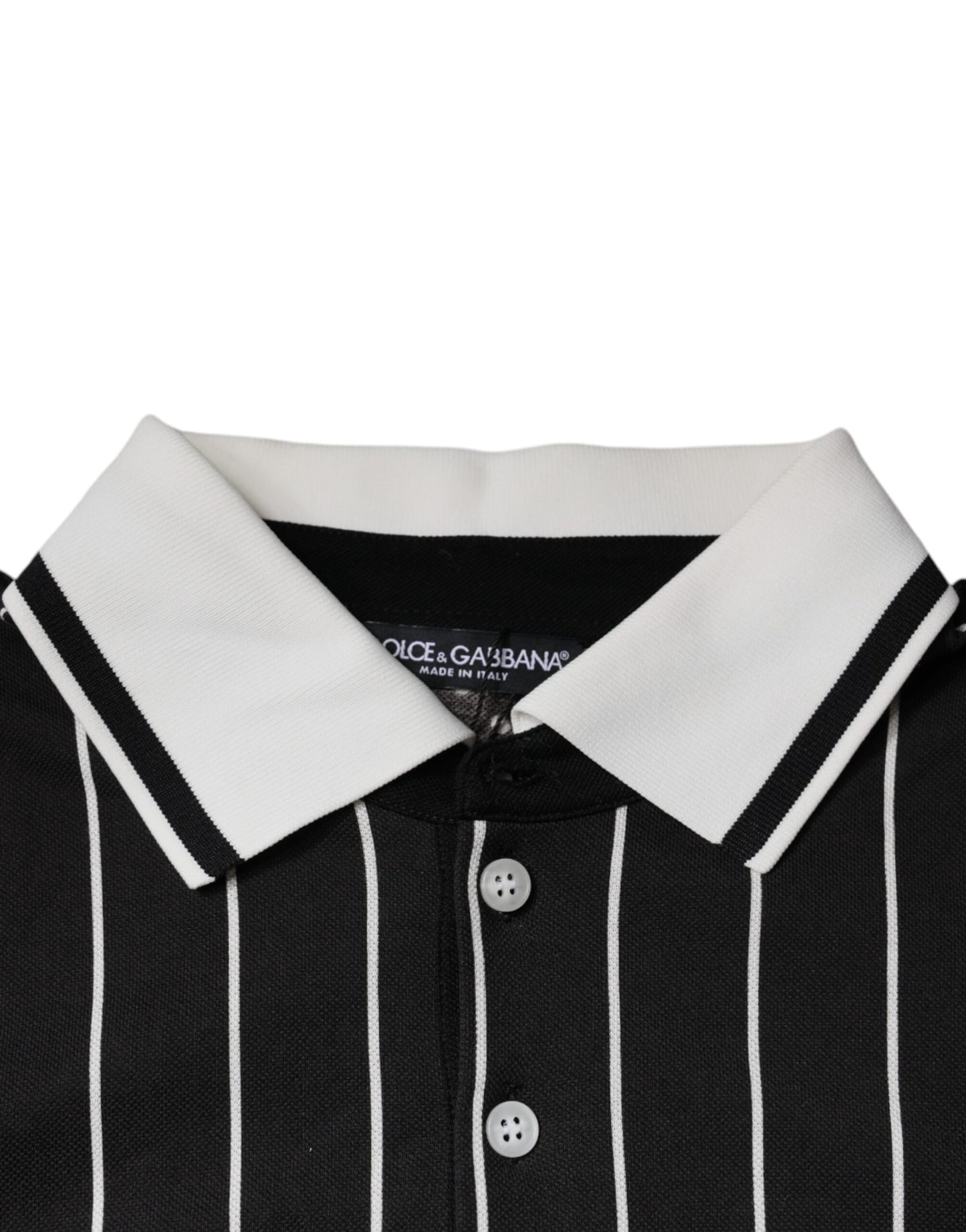 Dolce & Gabbana Schwarz-weiß gestreiftes Polo-T-Shirt mit Kragen