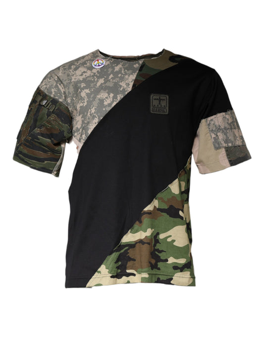 Dolce &amp; Gabbana Multicolor Camouflage Cotton Round Neck T-paita