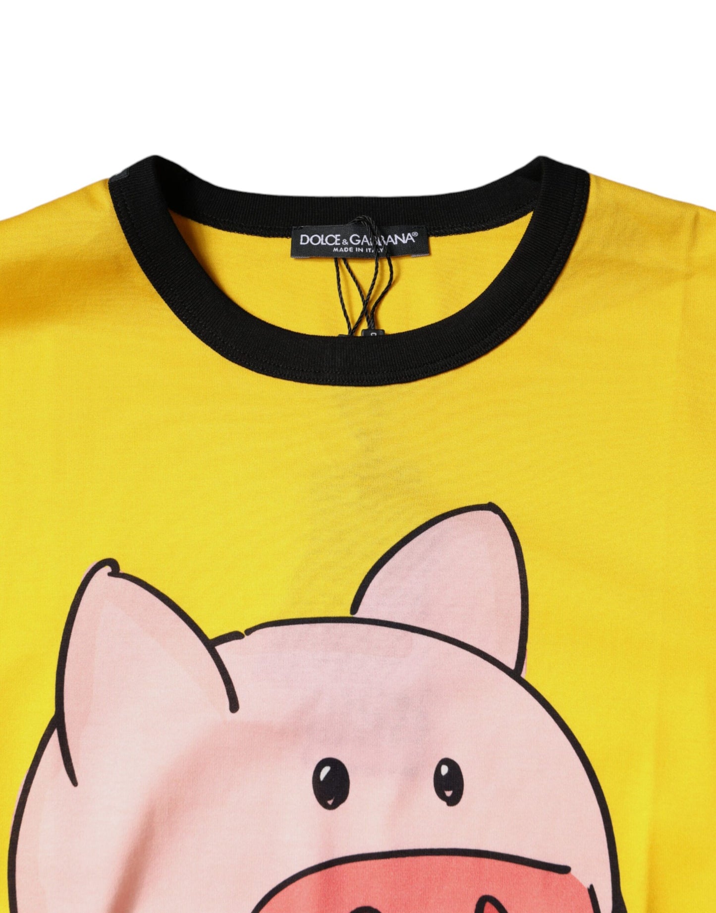 Dolce & Gabbana Gelb 2019 Jahr des Schweins Kurzarm-T-Shirt