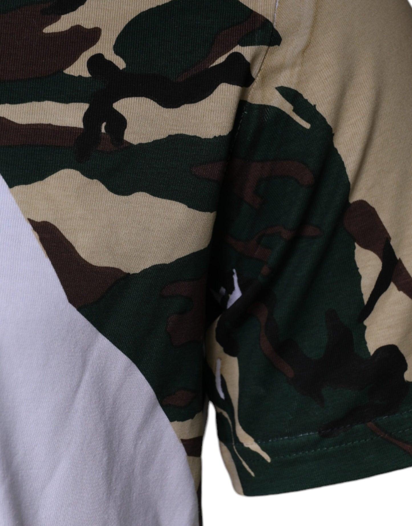 Dolce & Gabbana Weißes Camouflage Sterne T-Shirt mit Rundhalsausschnitt