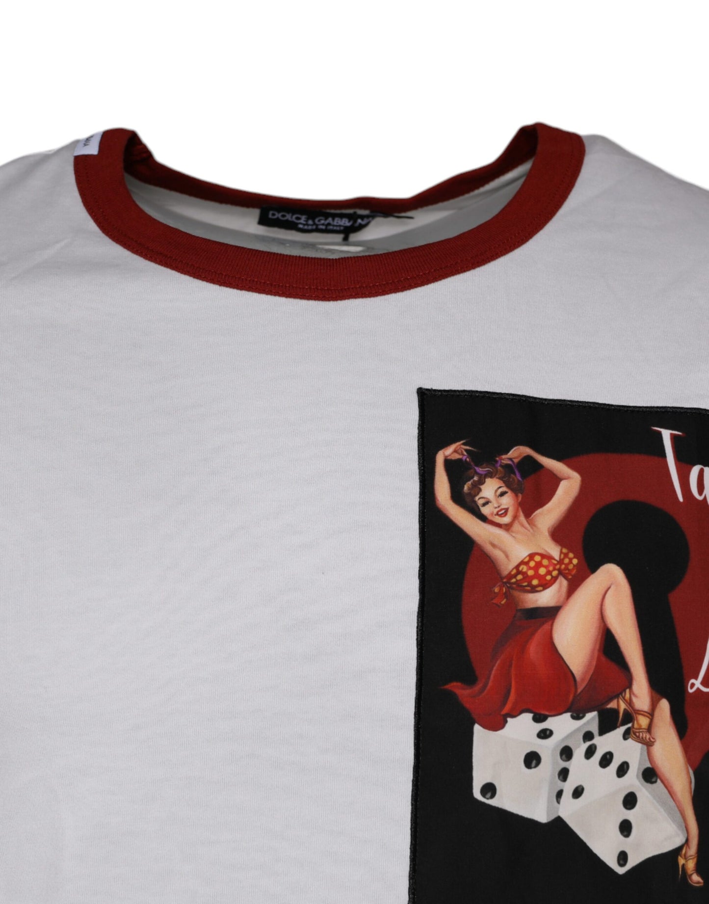 Dolce & Gabbana Weißes T-Shirt mit Rundhalsausschnitt aus Baumwolle mit Grafikdruck