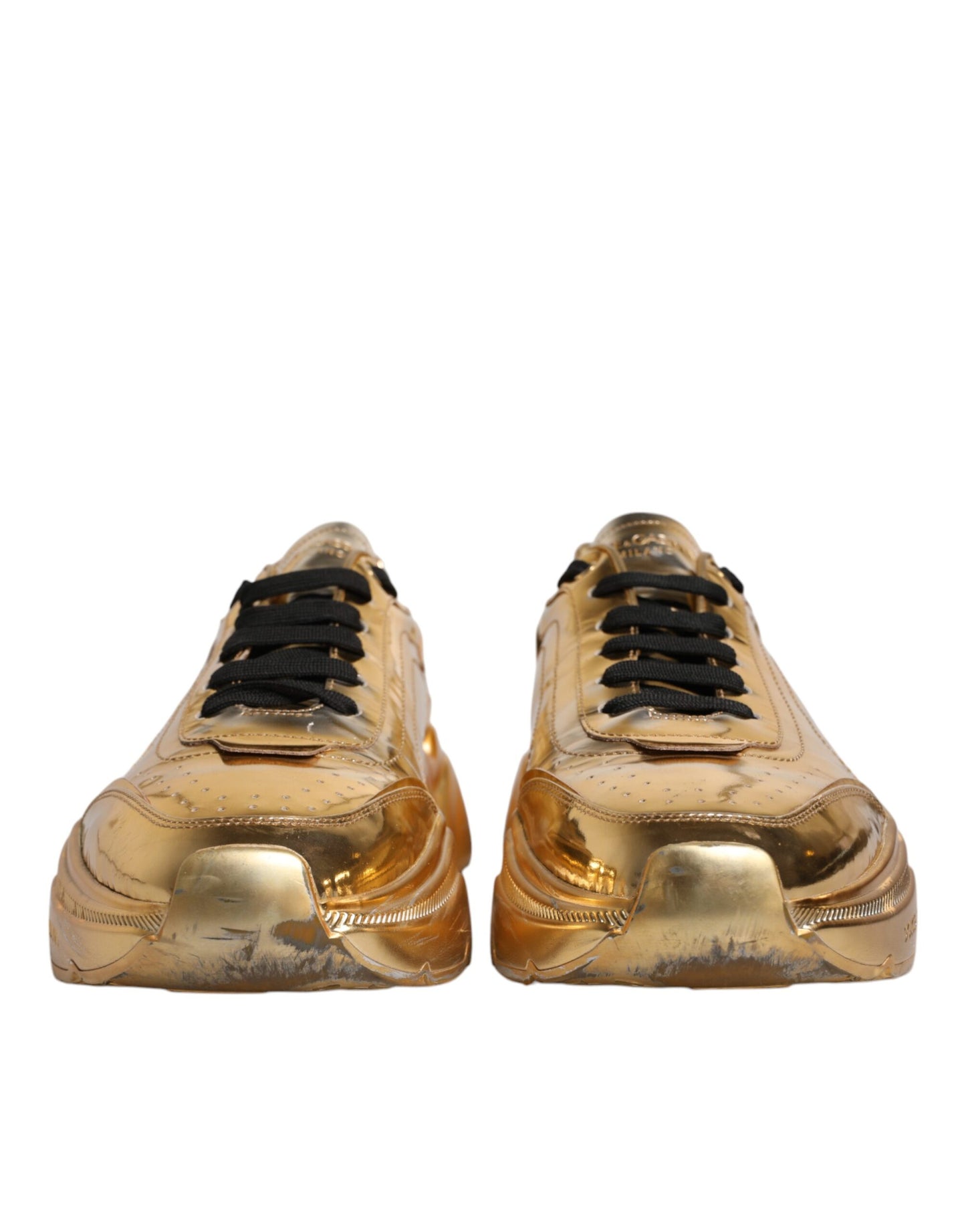 Dolce & Gabbana Gold Leder Daymaster Low Top Turnschuhe Schuhe