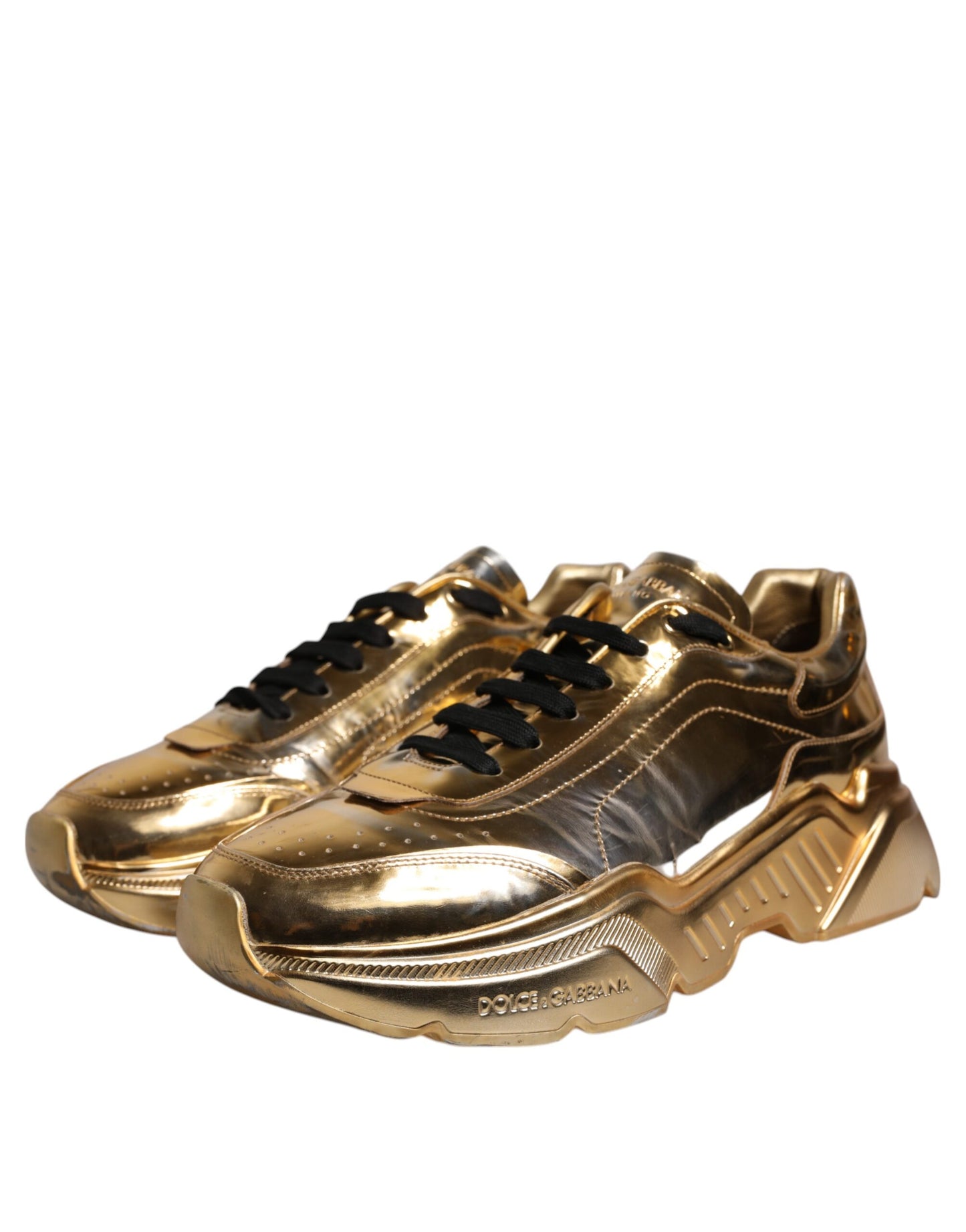 Dolce & Gabbana Gold Leder Daymaster Low Top Turnschuhe Schuhe