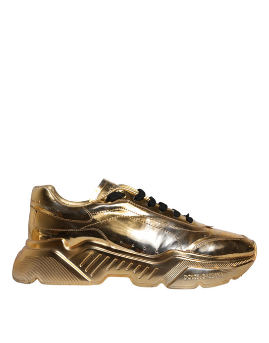 Dolce & Gabbana Gold Leder Daymaster Low Top Turnschuhe Schuhe