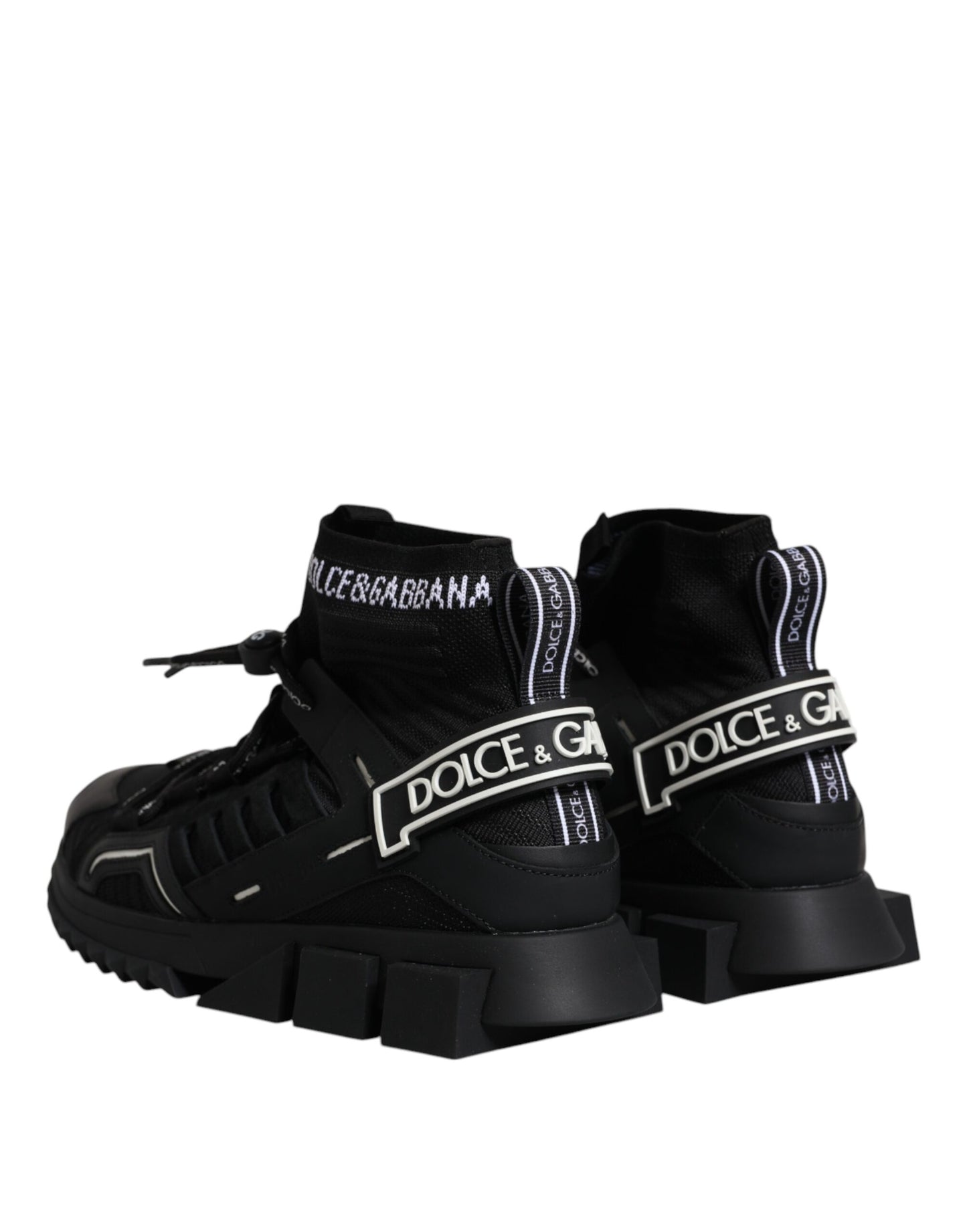 Dolce & Gabbana Schwarz Sorrento Logo Männer Turnschuhe Socken Schuhe