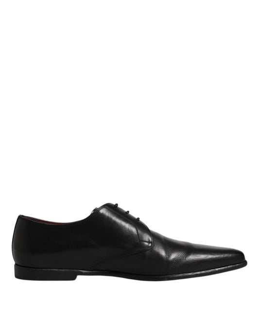 Dolce & Gabbana Schwarze Leder Schnürschuhe Männer Derby Formelle Schuhe