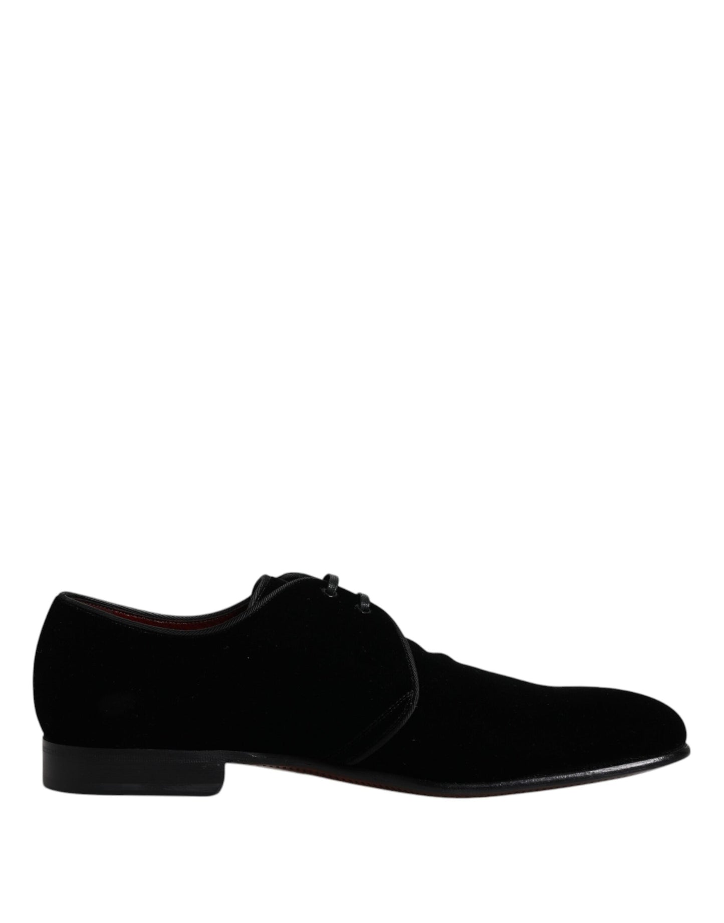 Dolce & Gabbana Schwarze Samtleder Schnürschuhe für Männer Derby