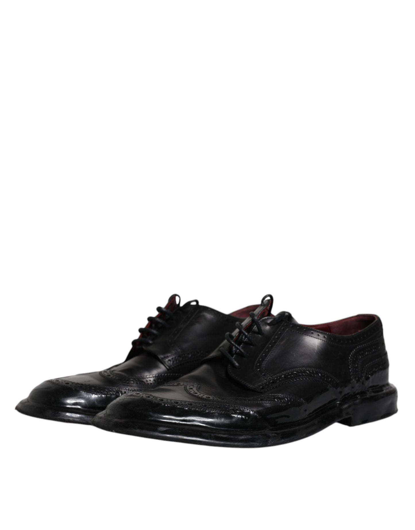 Dolce & Gabbana Schwarze Leder Derby Wingtip Formelle Schuhe