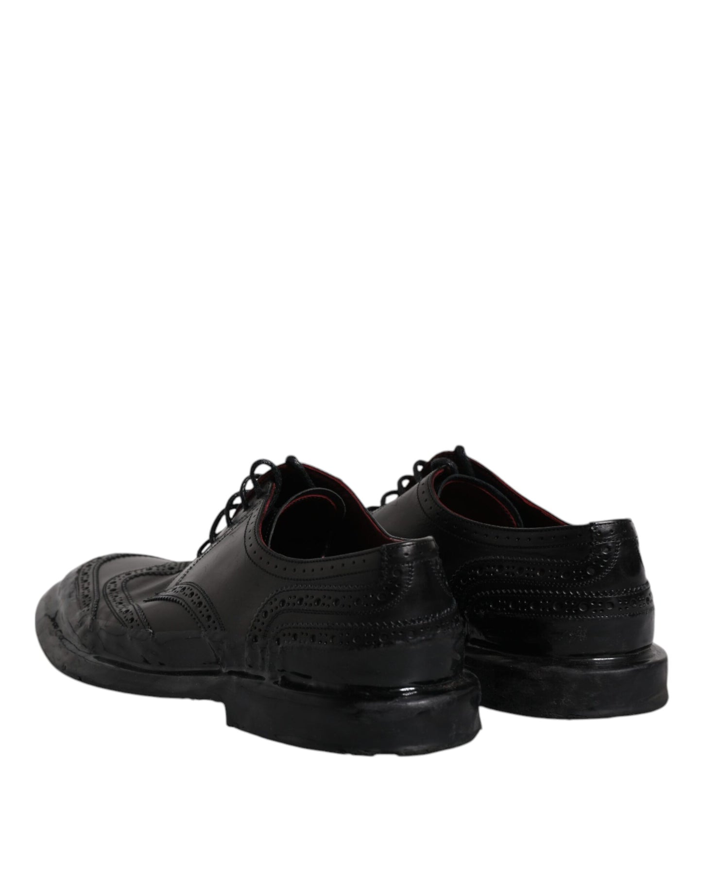 Dolce & Gabbana Schwarze Leder Derby Wingtip Formelle Schuhe