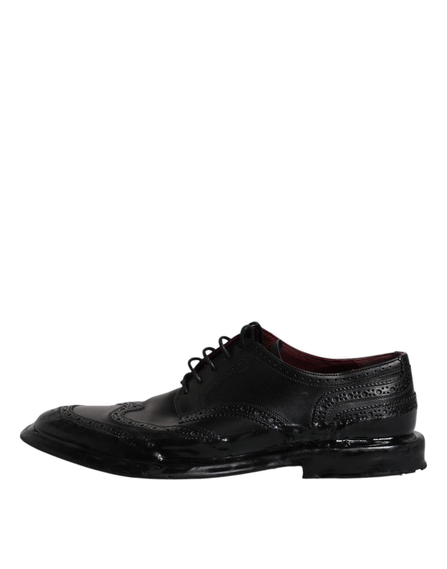 Dolce & Gabbana Schwarze Leder Derby Wingtip Formelle Schuhe