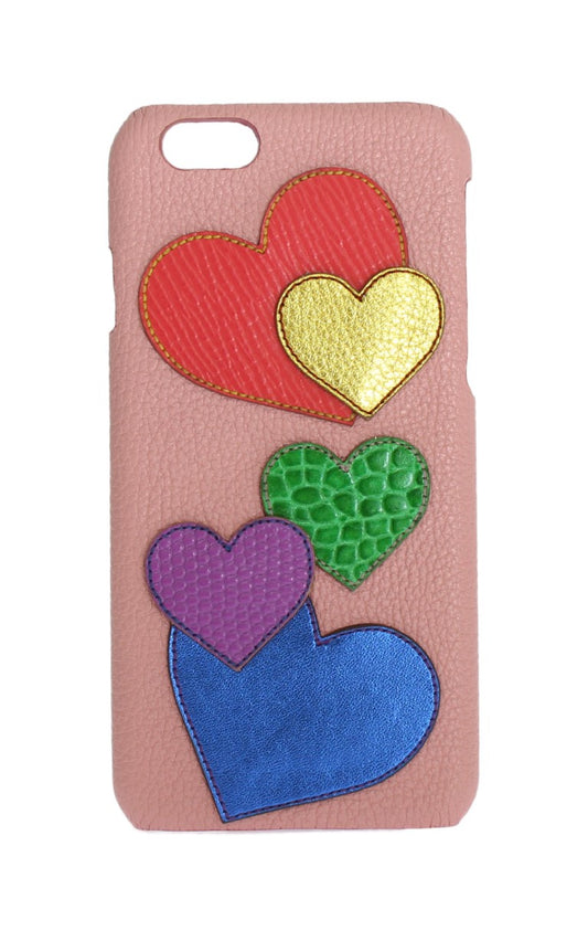 Dolce &amp; Gabbana Chic pink leather phone case with heart decoration