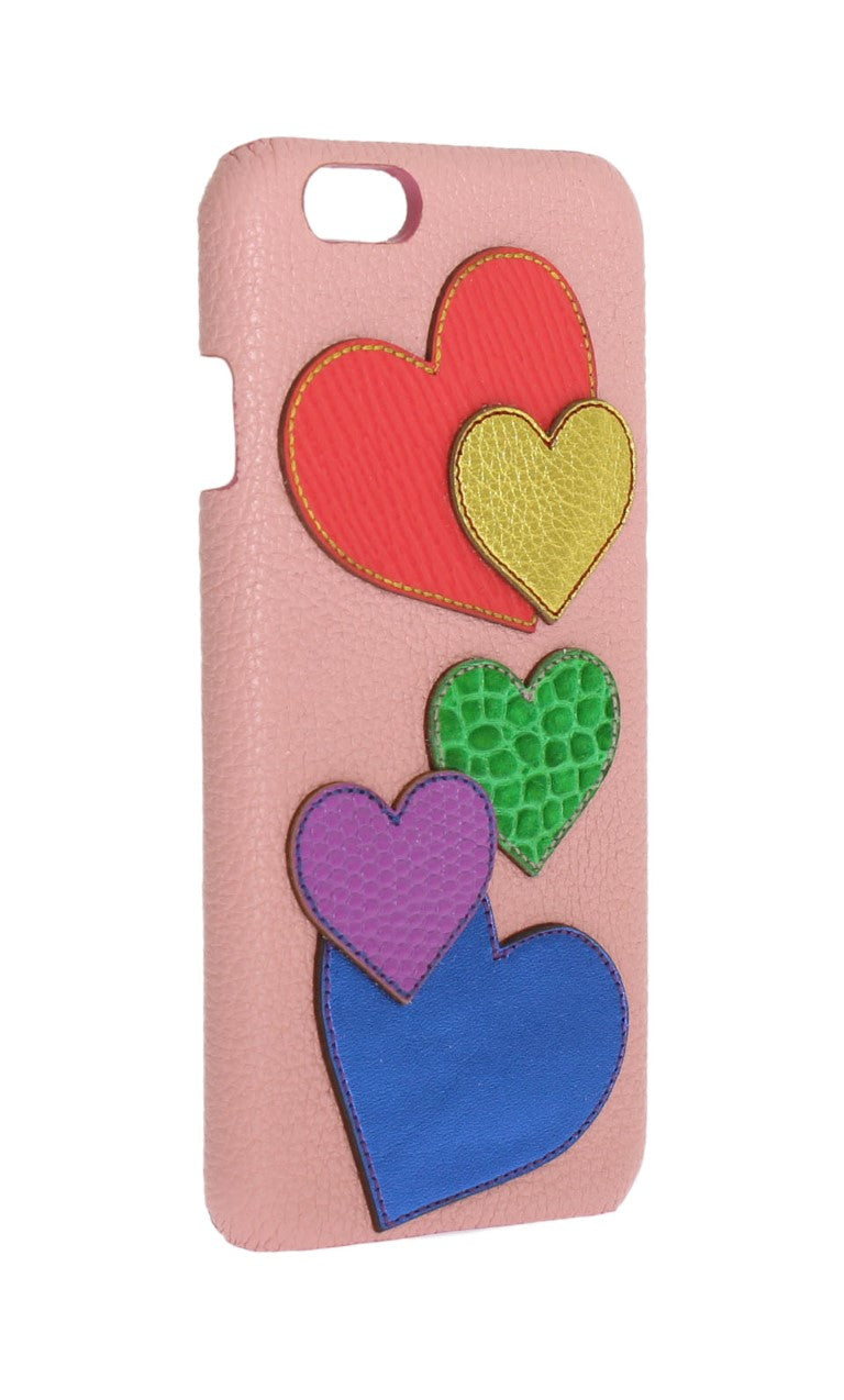 Dolce &amp; Gabbana Chic pink leather phone case with heart decoration