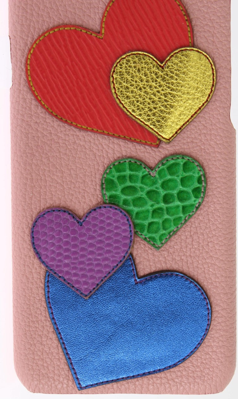 Dolce &amp; Gabbana Chic pink leather phone case with heart decoration