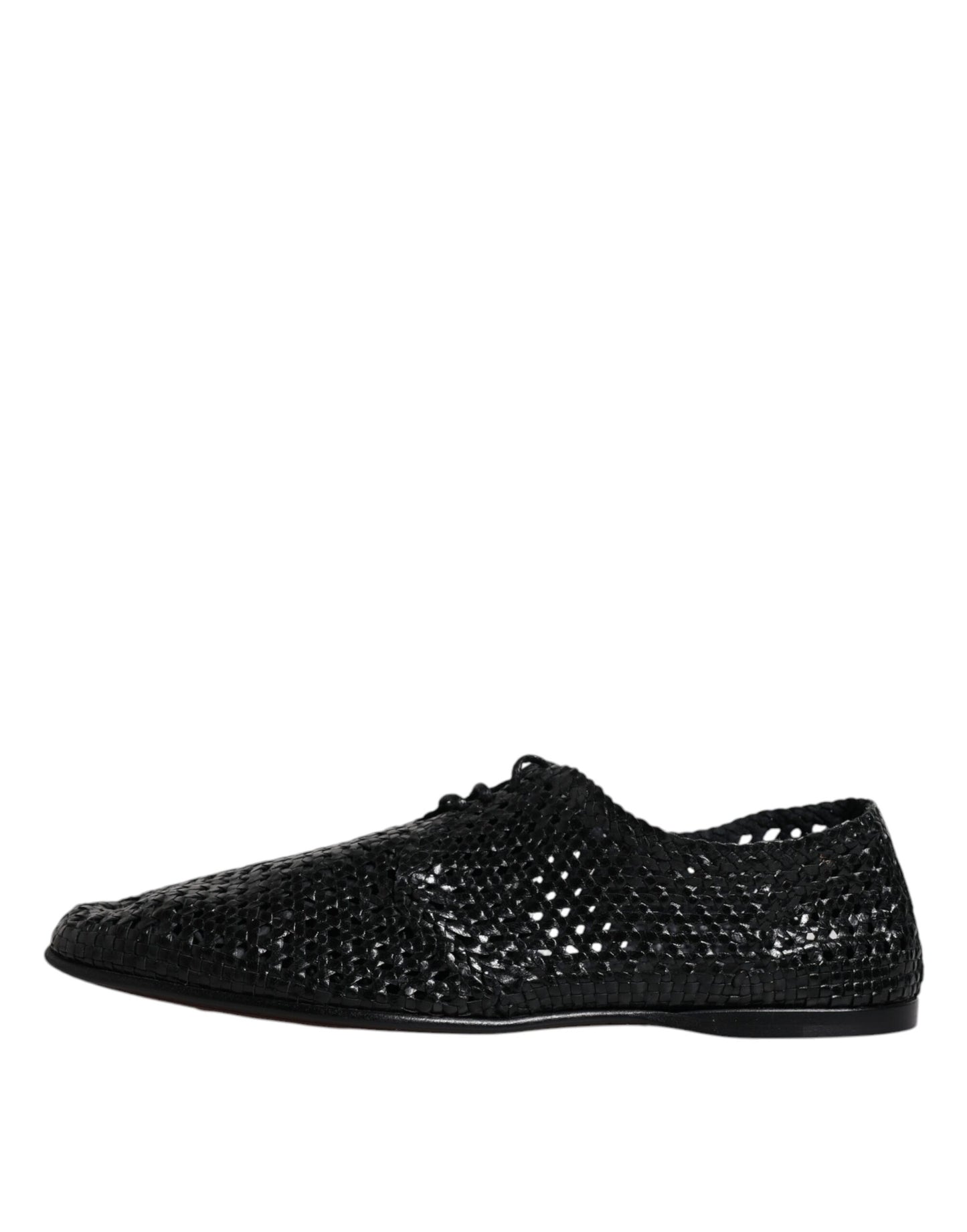 Dolce & Gabbana Schwarz gewebte Leder Lave Up Derby Schuhe