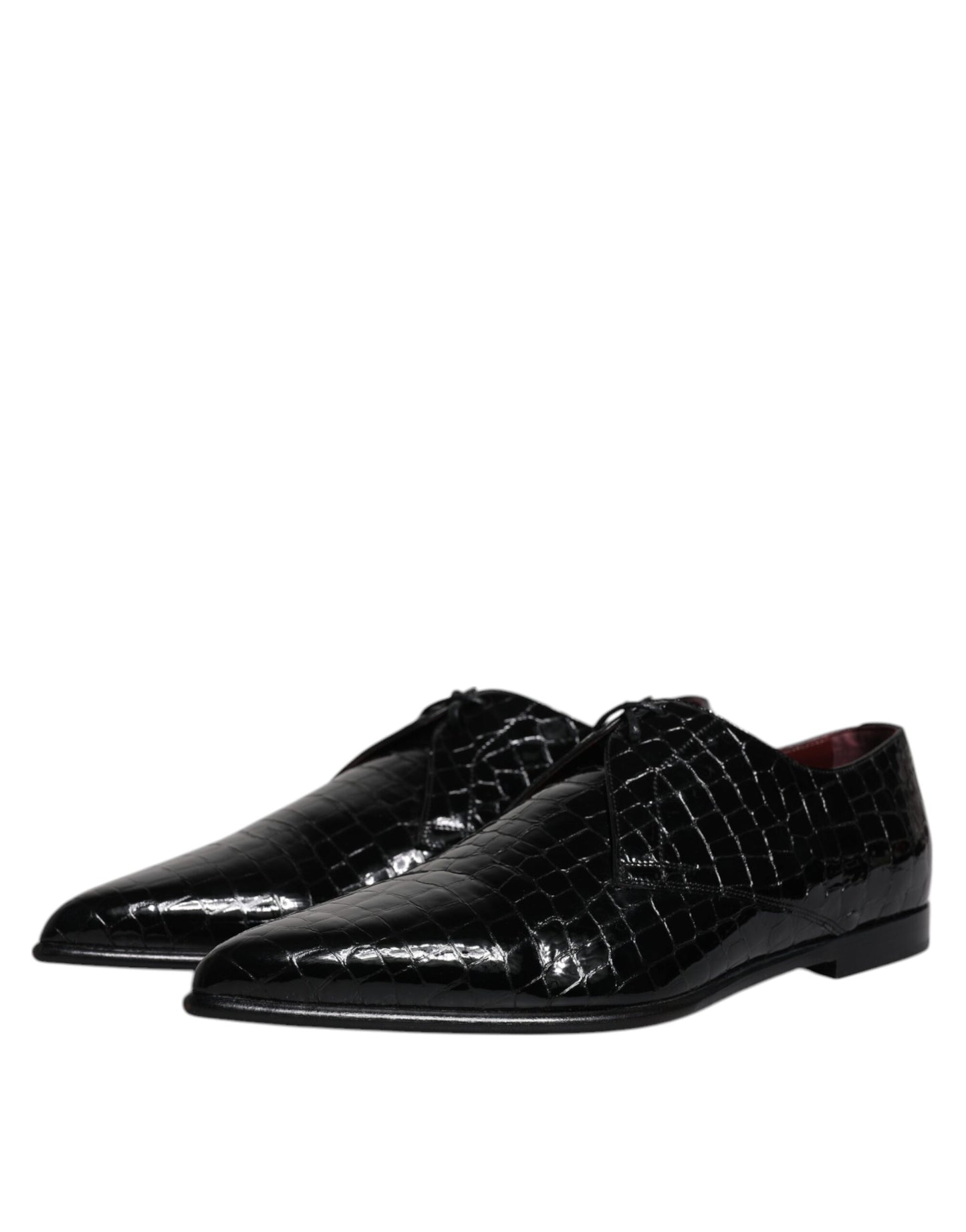 Dolce & Gabbana Schwarze Exotische Leder Herren Derby Formale Schuhe