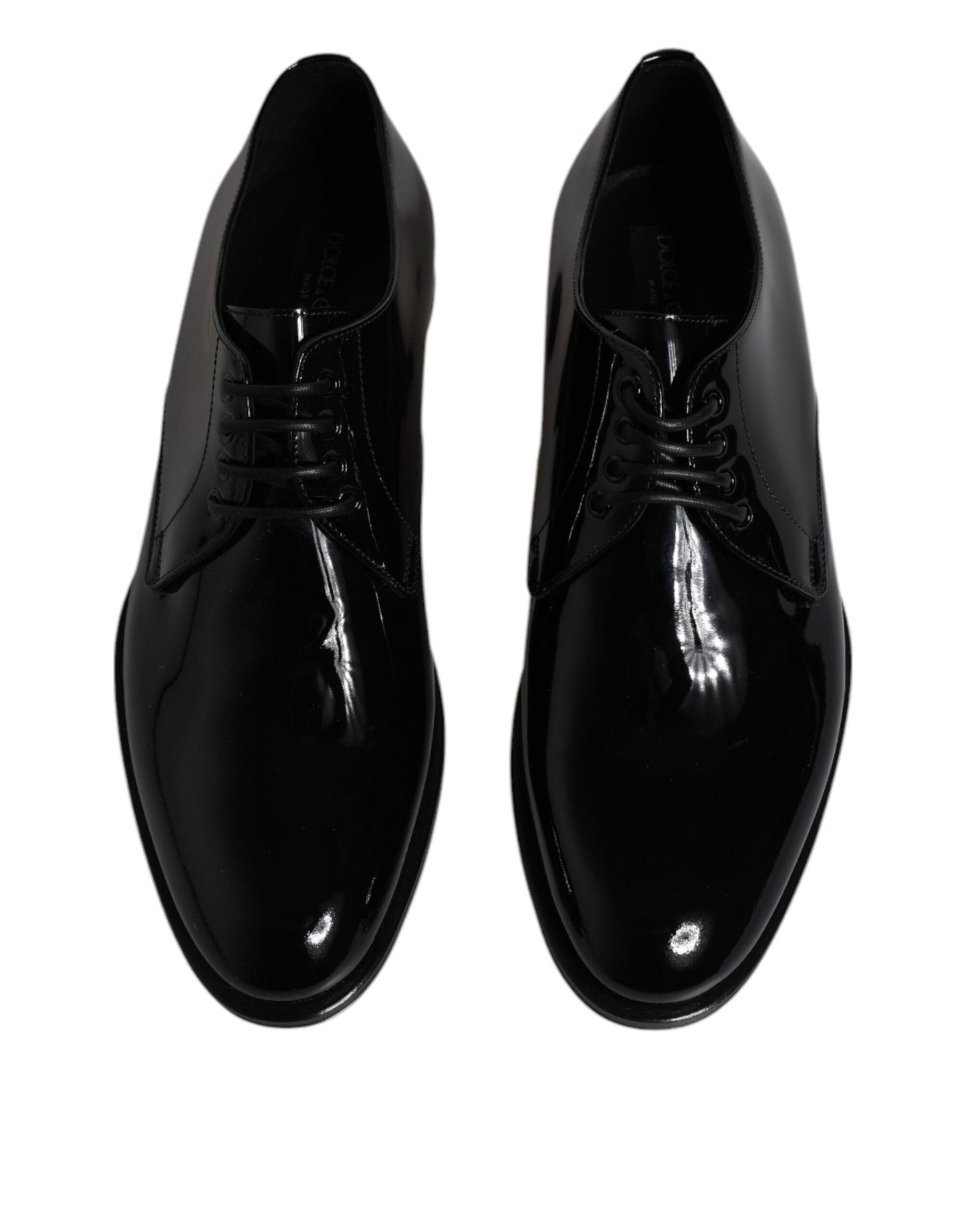 Dolce & Gabbana Schwarze Lackleder Derby-Schuhe für formelle Anlässe