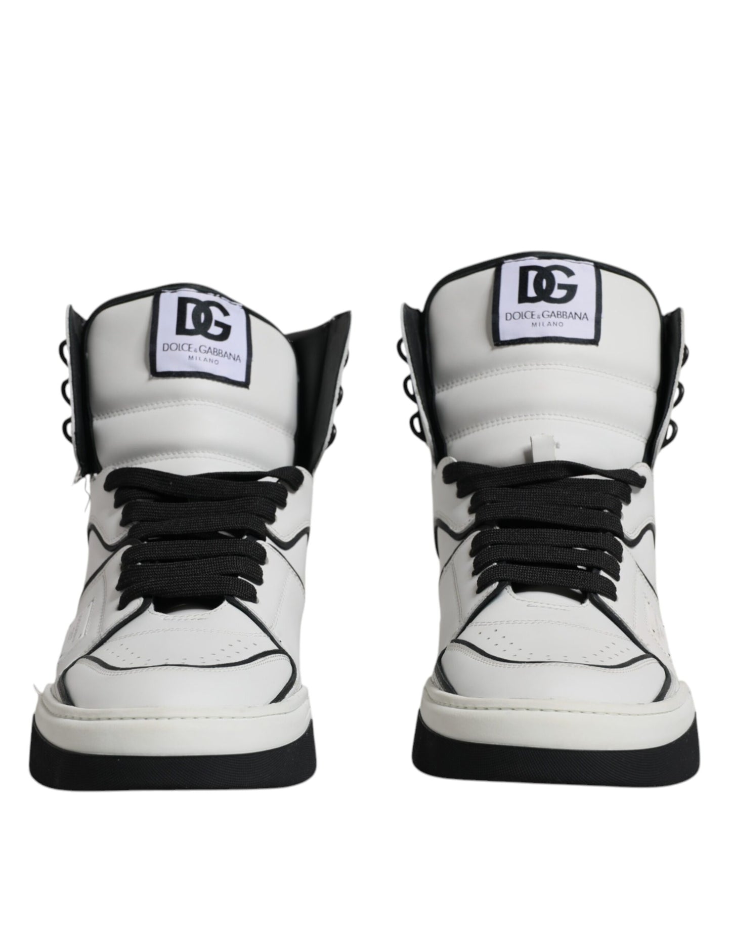 Dolce &amp; Gabbana White Leather High Top Men Sneakers Shoes