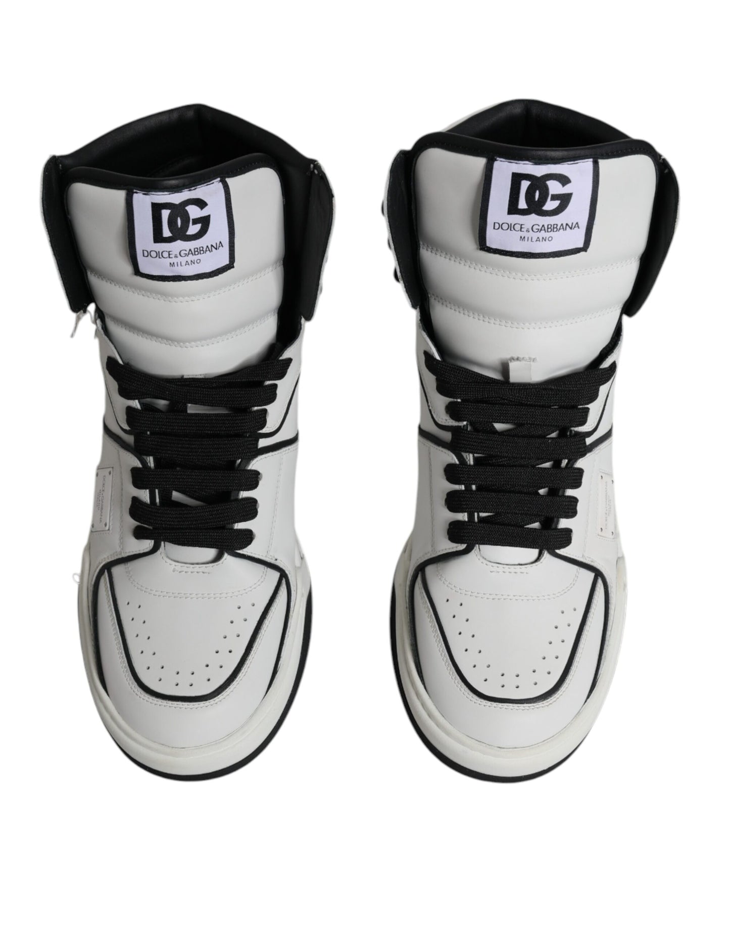 Dolce &amp; Gabbana White Leather High Top Men Sneakers Shoes