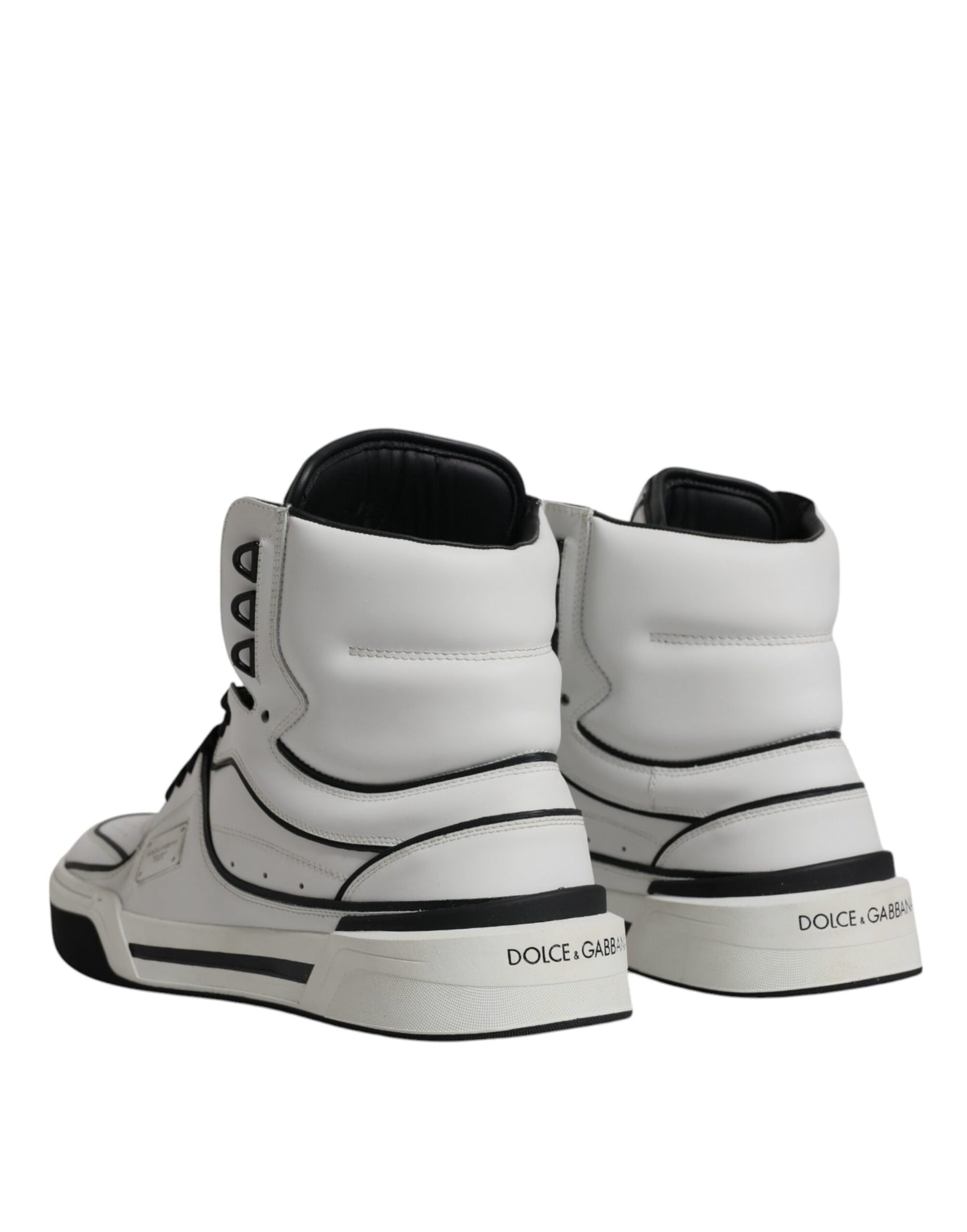 Dolce &amp; Gabbana White Leather High Top Men Sneakers Shoes