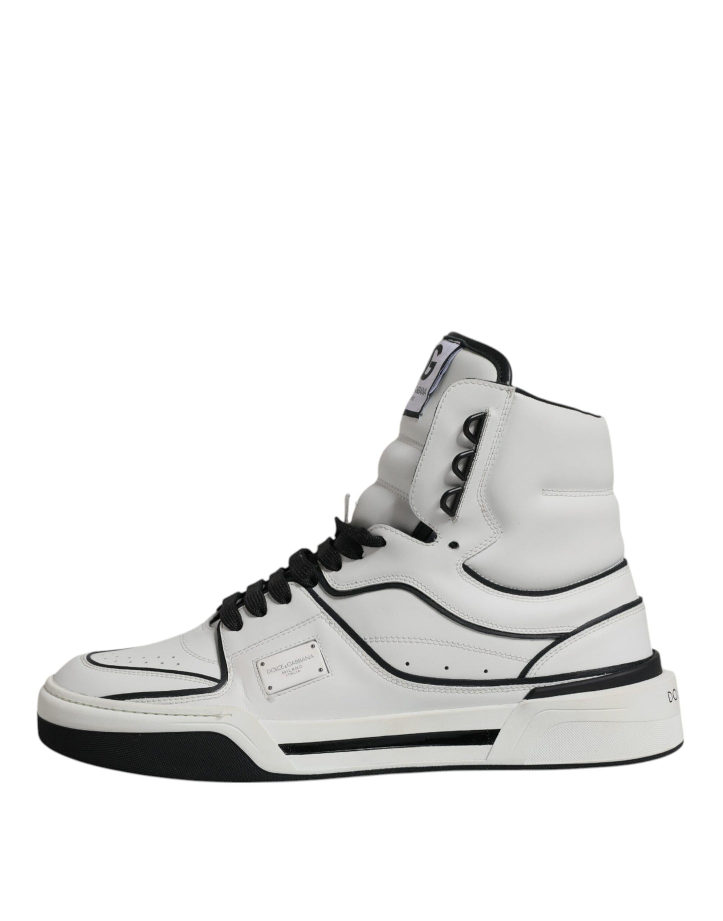 Dolce &amp; Gabbana White Leather High Top Men Sneakers Shoes