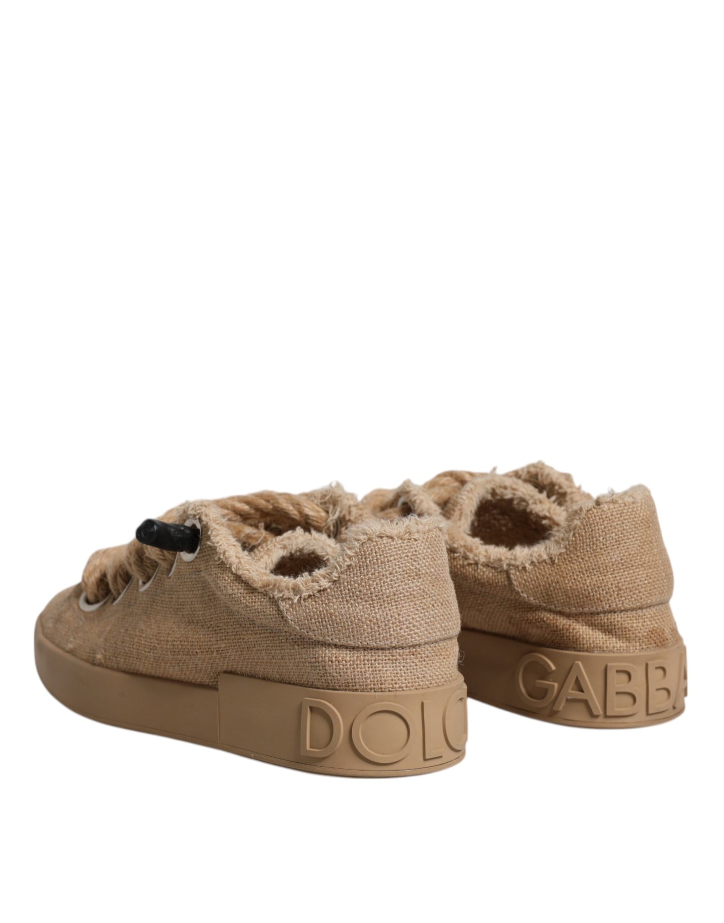 Dolce & Gabbana Braun Jute Stoff Low Top Männer Turnschuhe Schuhe