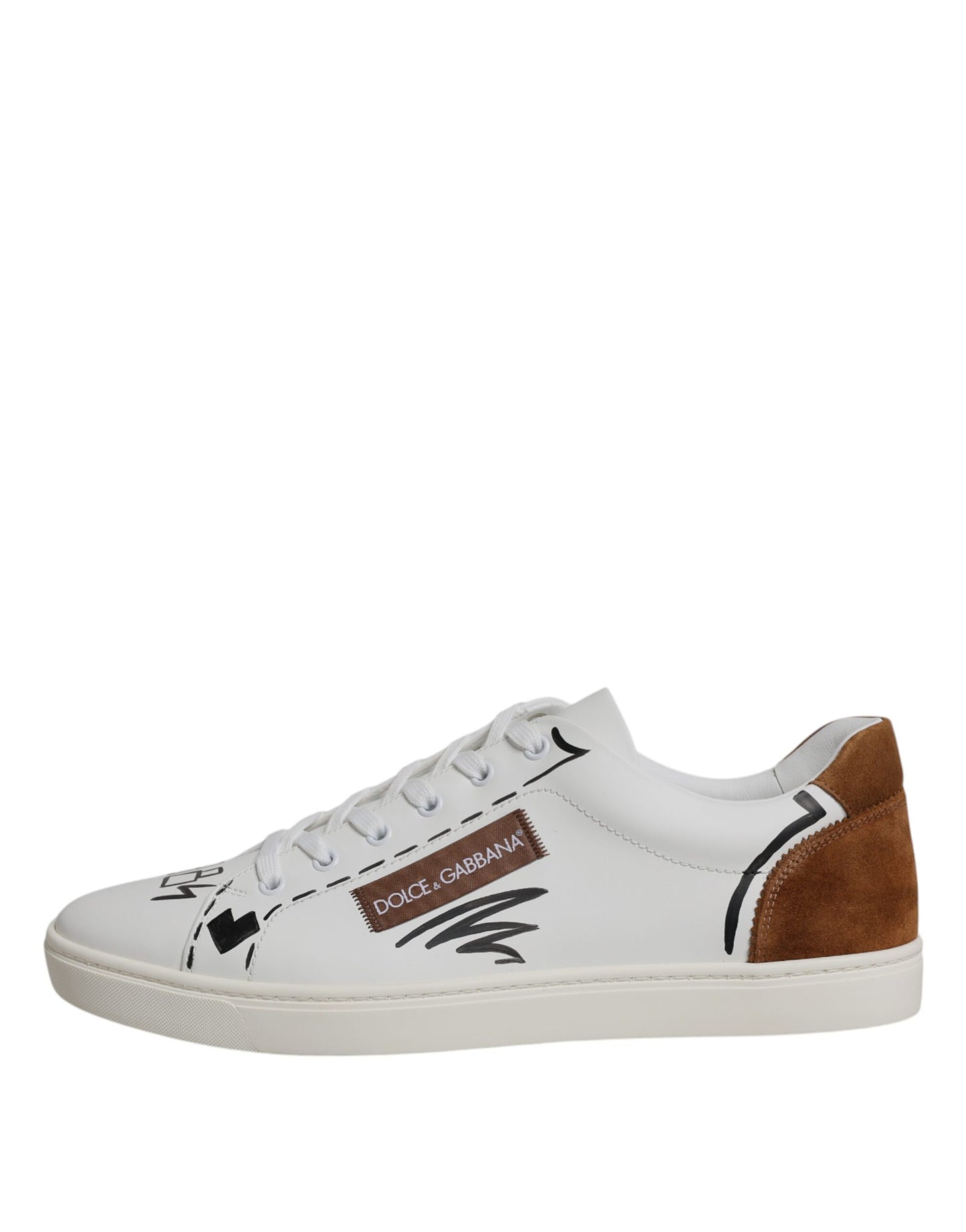 Dolce & Gabbana Weiß Braun London Low Top Männer Turnschuhe Schuhe