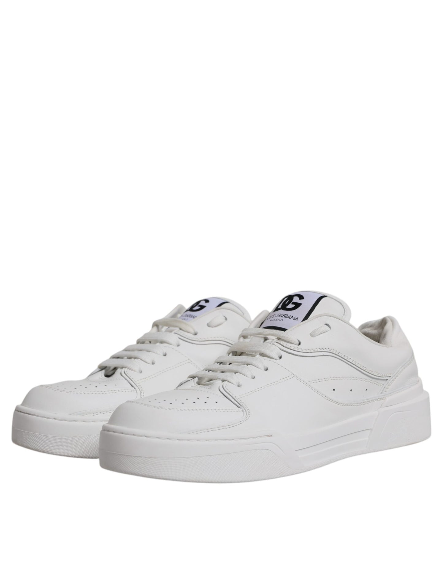 Dolce &amp; Gabbana White Miami Leather Low Top Sneakers Shoes