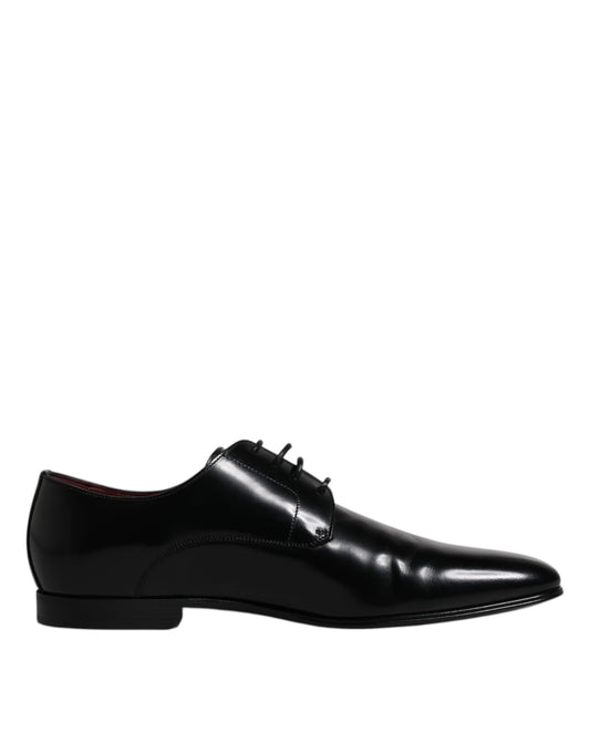 Dolce & Gabbana Schwarze Leder Schnürschuhe Männer Derby Formelle Schuhe