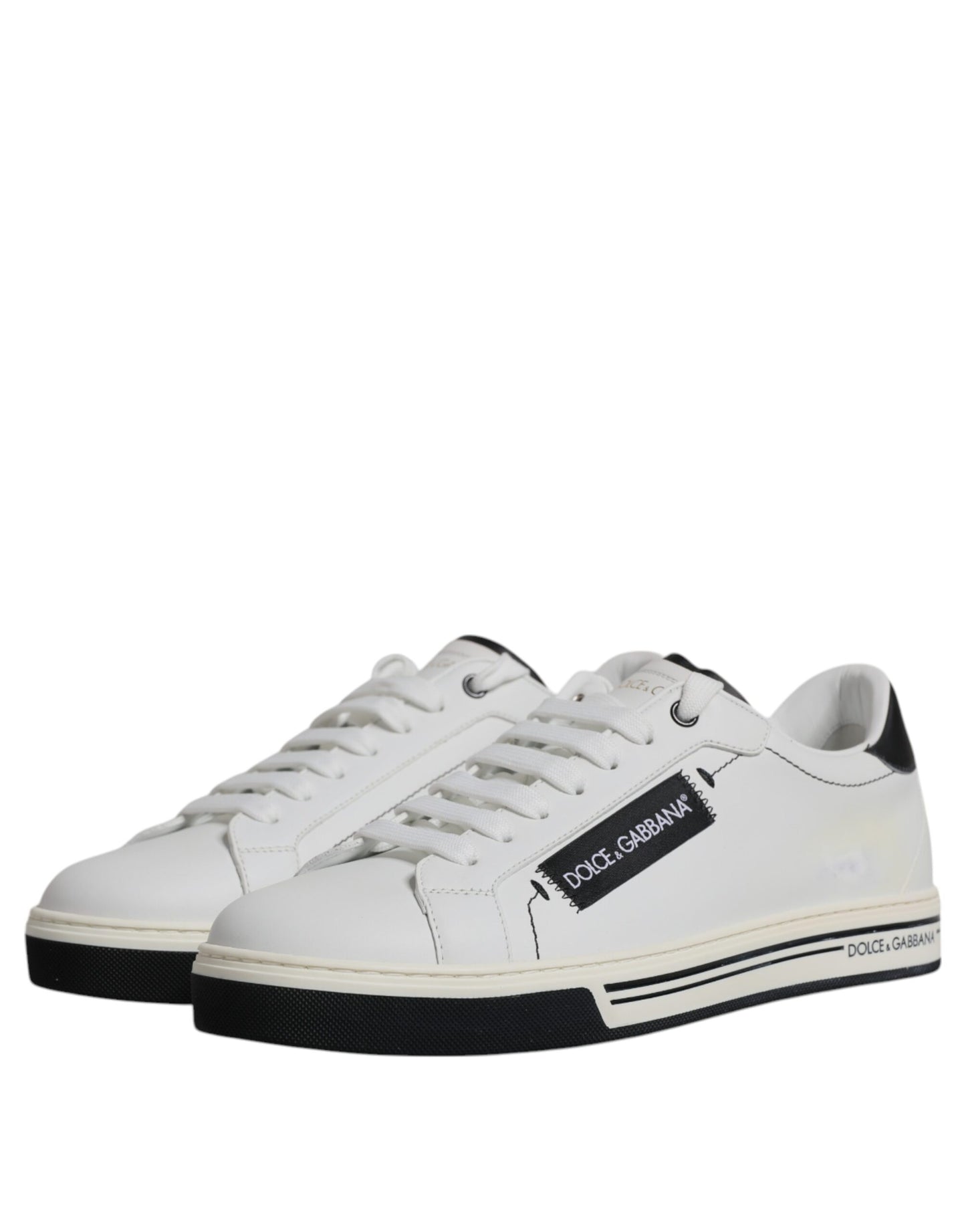 Dolce &amp; Gabbana White Leather Low Top Men Sneakers Shoes