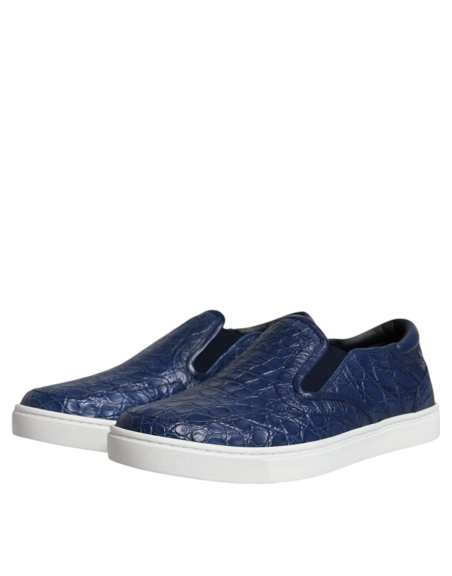 Dolce & Gabbana Blau Croc Exotische Leder Männer Turnschuhe Schuhe