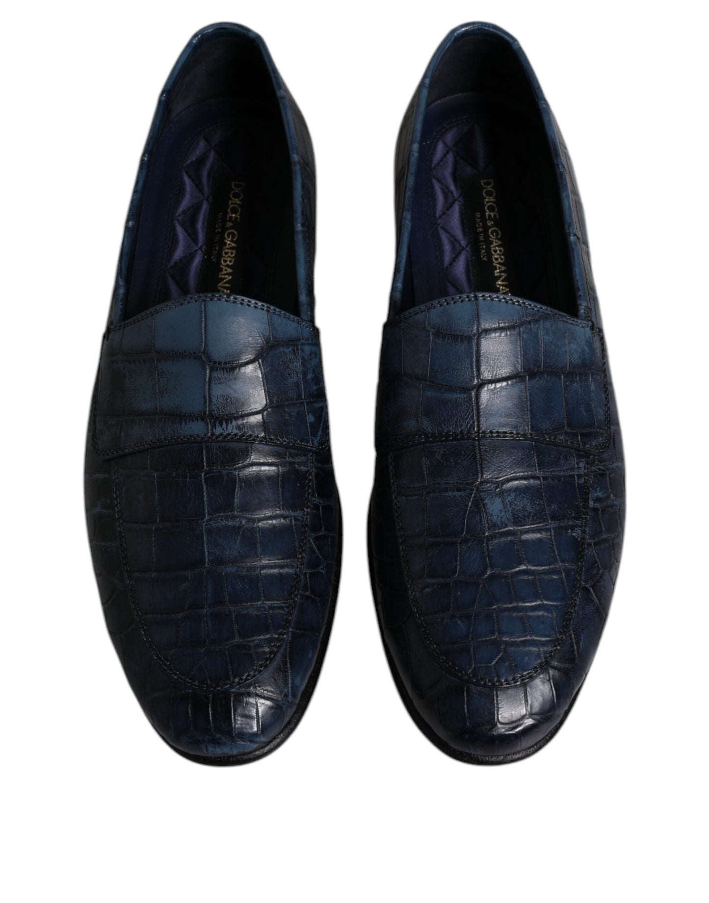 Dolce & Gabbana Blaue Exotische Leder Mokassin Slip On Schuhe