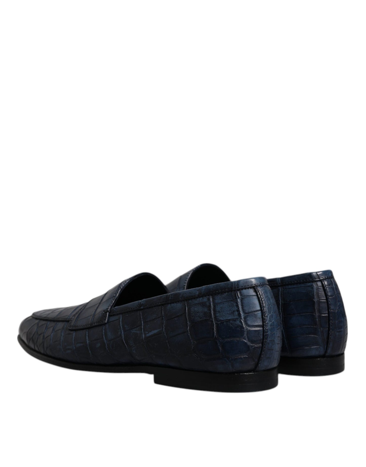 Dolce & Gabbana Blaue Exotische Leder Mokassin Slip On Schuhe