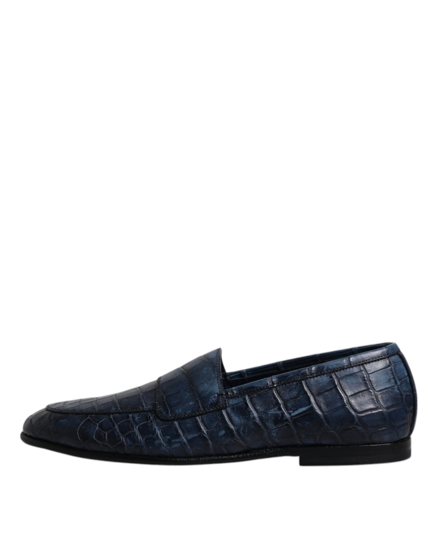 Dolce & Gabbana Blaue Exotische Leder Mokassin Slip On Schuhe