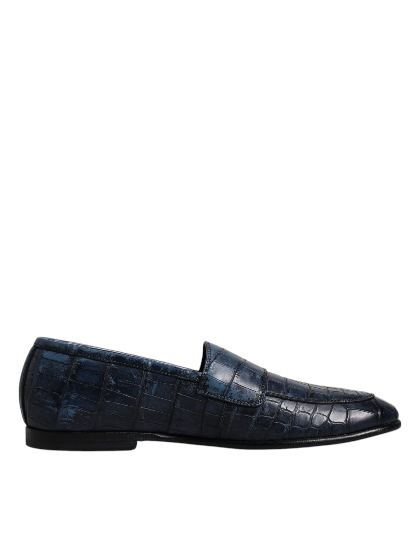 Dolce & Gabbana Blaue Exotische Leder Mokassin Slip On Schuhe