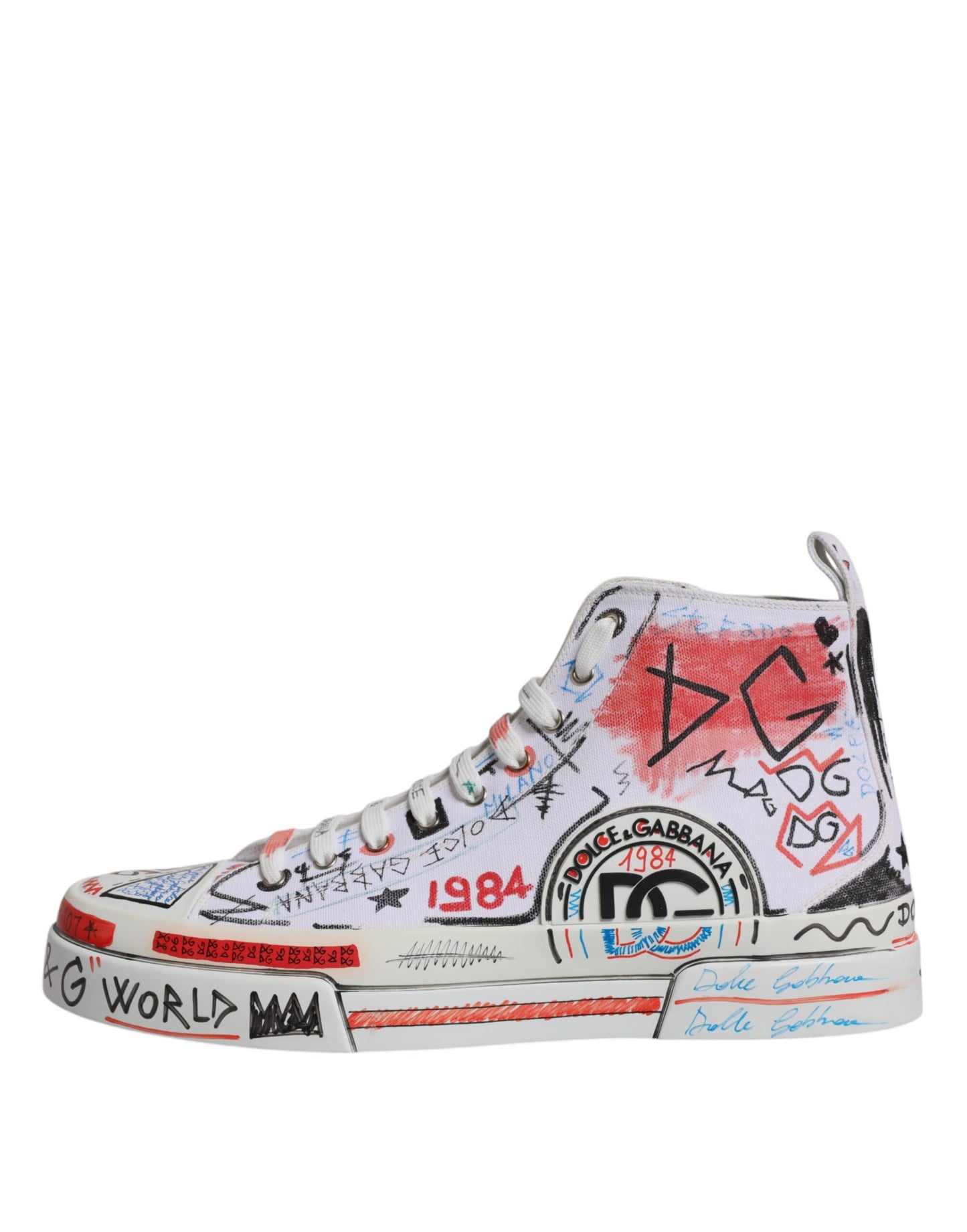 Dolce & Gabbana Weiße Baumwolle Graffiti High Top Sneaker Schuhe