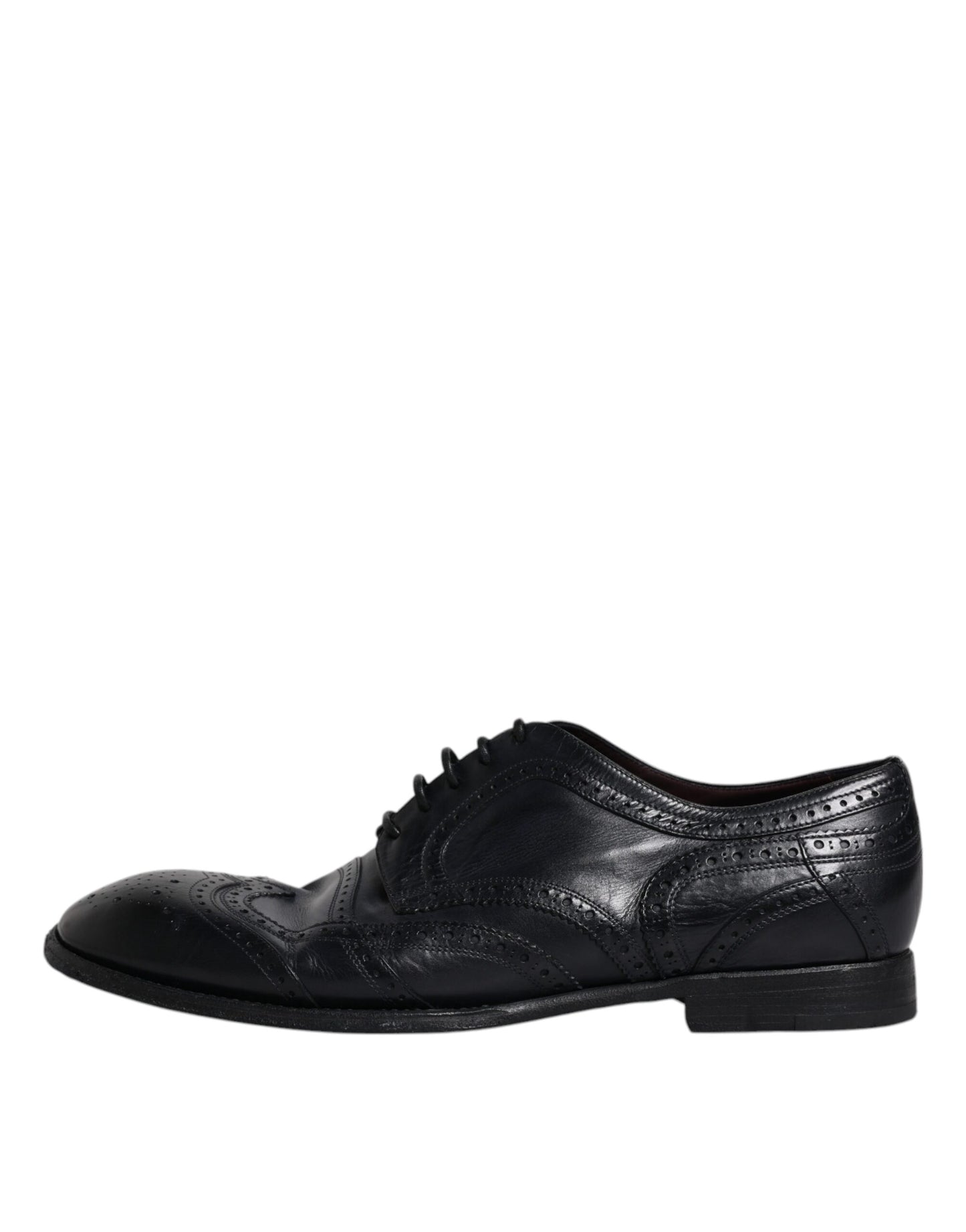 Dolce & Gabbana Blaue Leder Derby Wingtip Formelle Schuhe