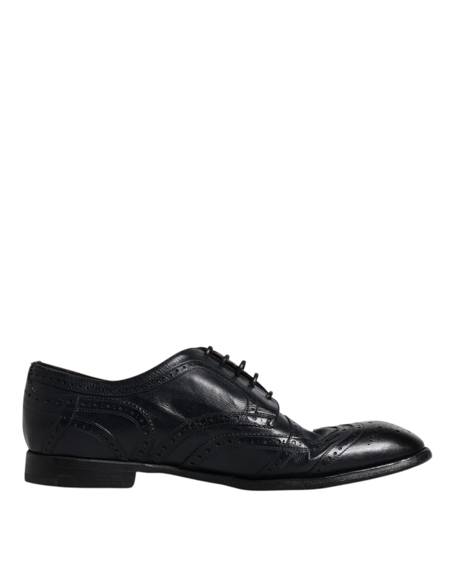 Dolce & Gabbana Blaue Leder Derby Wingtip Formelle Schuhe